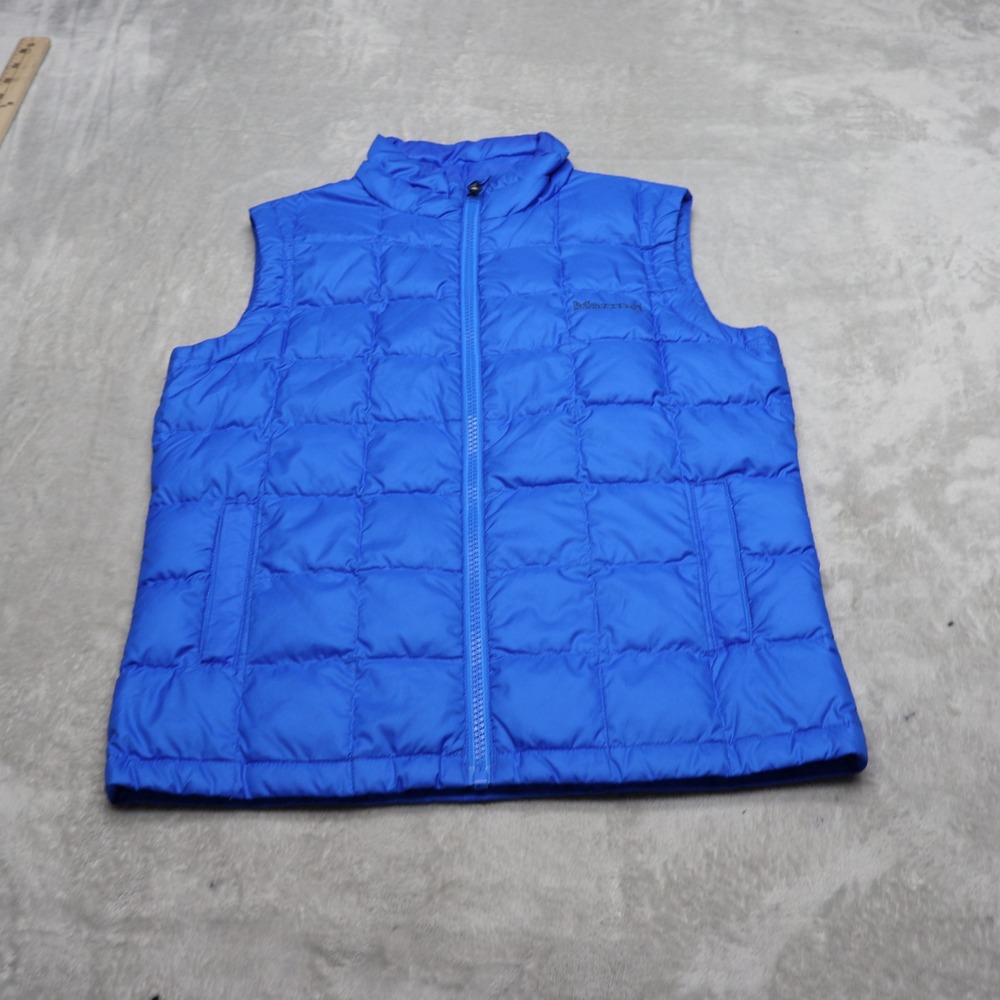 Marmot Down Vest Kids Medium Blue Insulated Light Ripstop Full Zip Quilted Puff